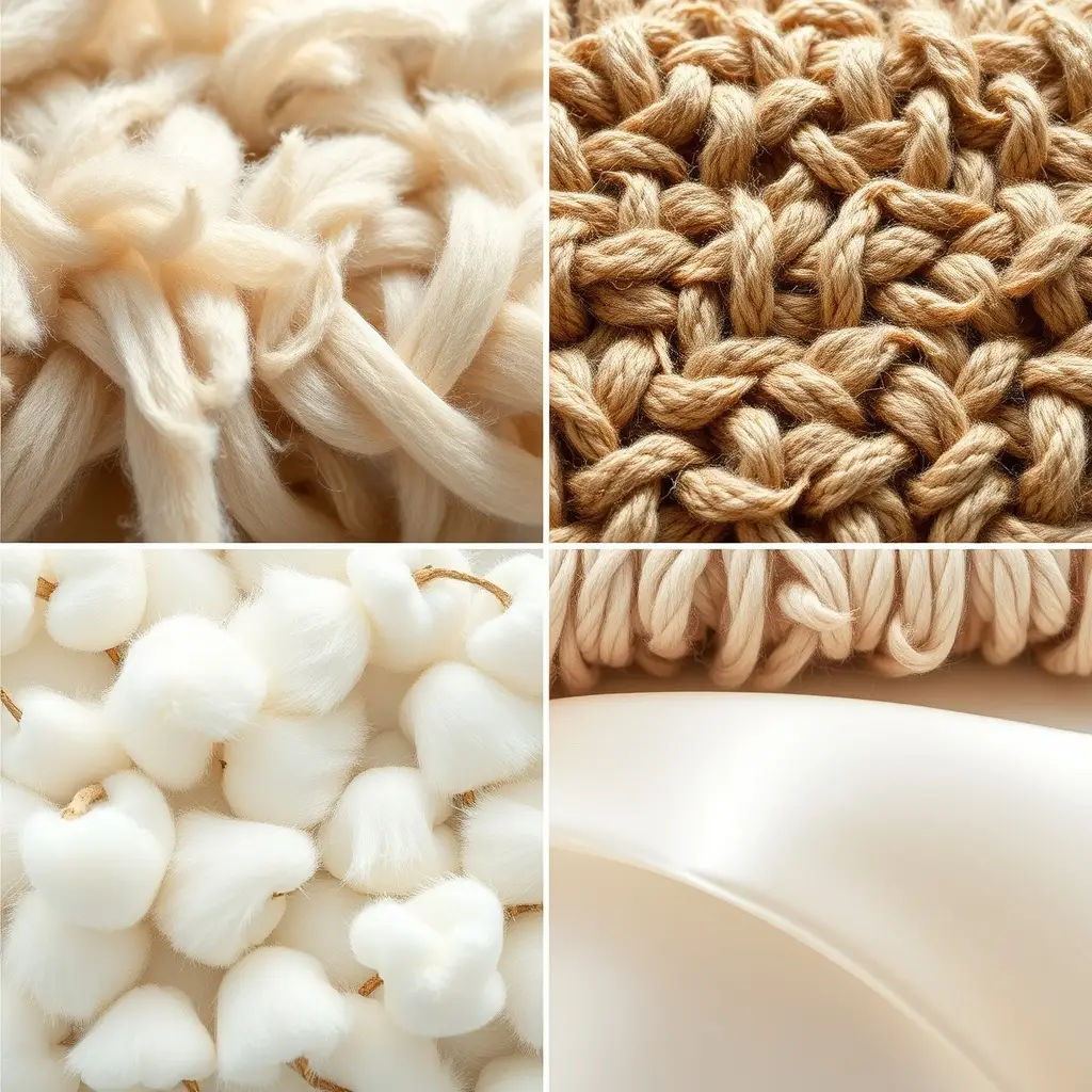 close up comparison of different area rug materials and fiber textures