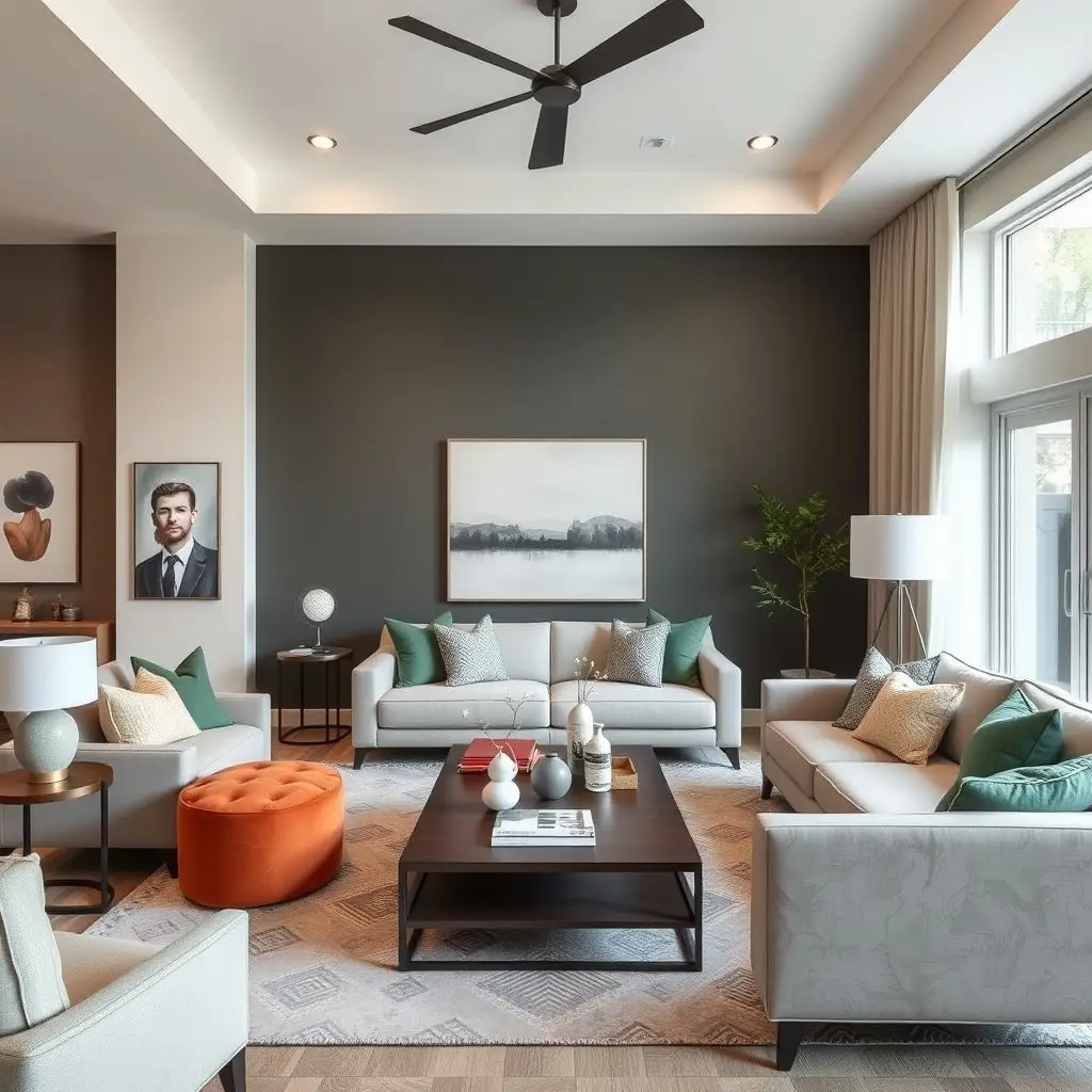 pinterest style living room demonstrating the 60 30 10 color rule with balanced palette