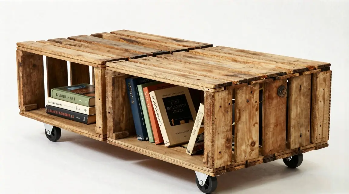 creative coffee table made from repurposed wooden crates