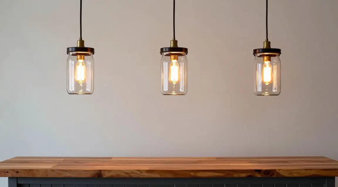 mason jar pendant lights providing warm rustic illumination