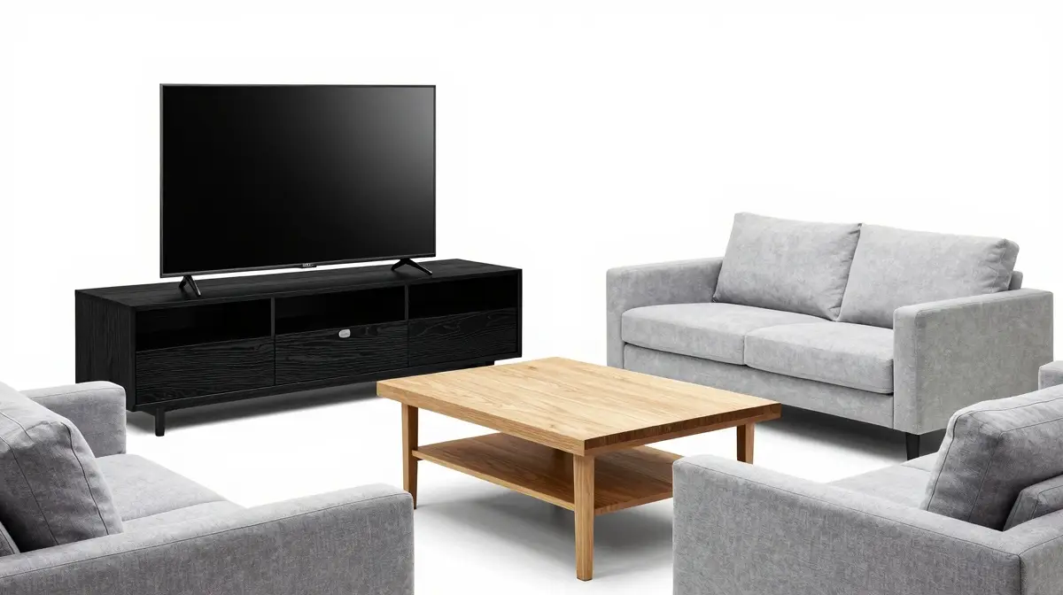 sofa facing tv layout with oak coffee table