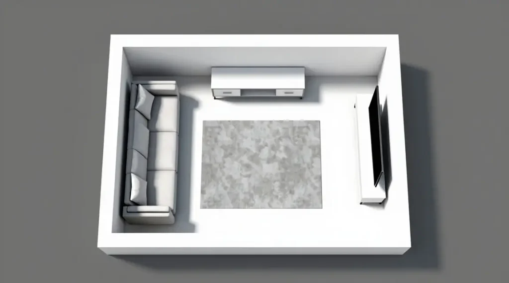 digital living room layout planner showing furniture arrangement