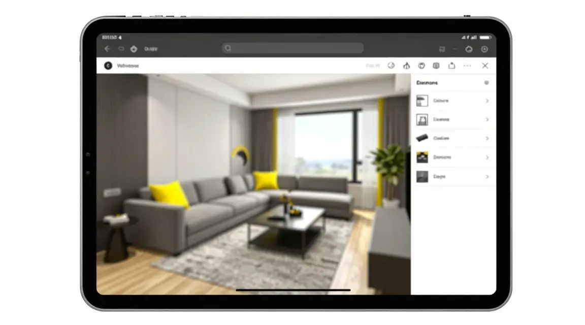 digital room planning app showing 3d living room design