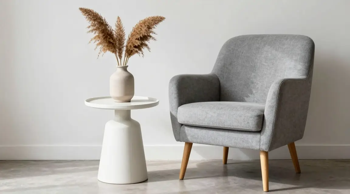 cozy reading corner with gray armchair and side table