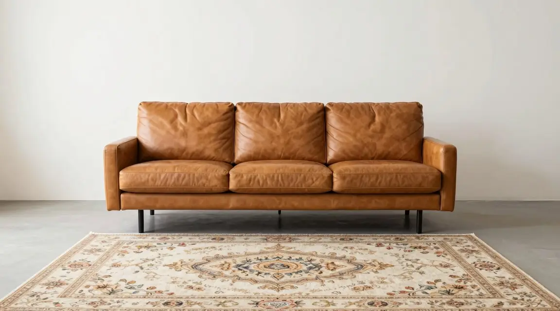 floating sofa arrangement in the center of the room