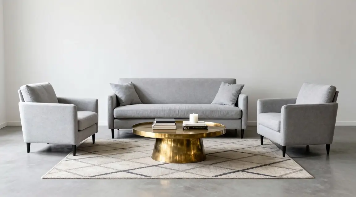 furniture cluster pulled away from walls for better conversation flow