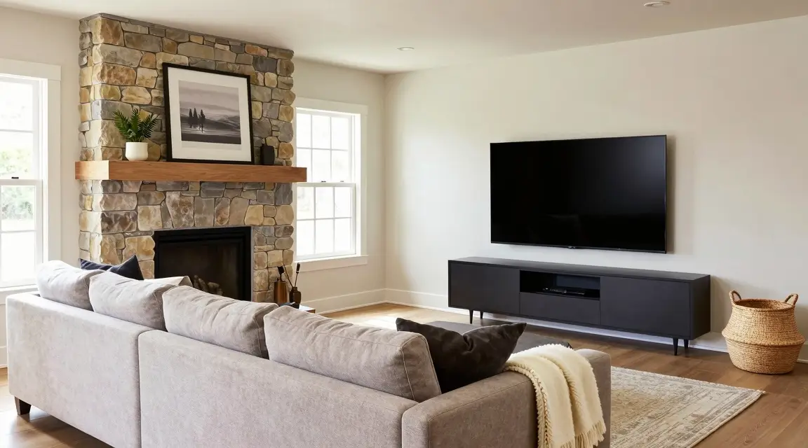 living room layout balancing a fireplace and a television
